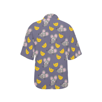 Rat With Cheese Pattern Print Design 01 Women's Hawaiian Shirt