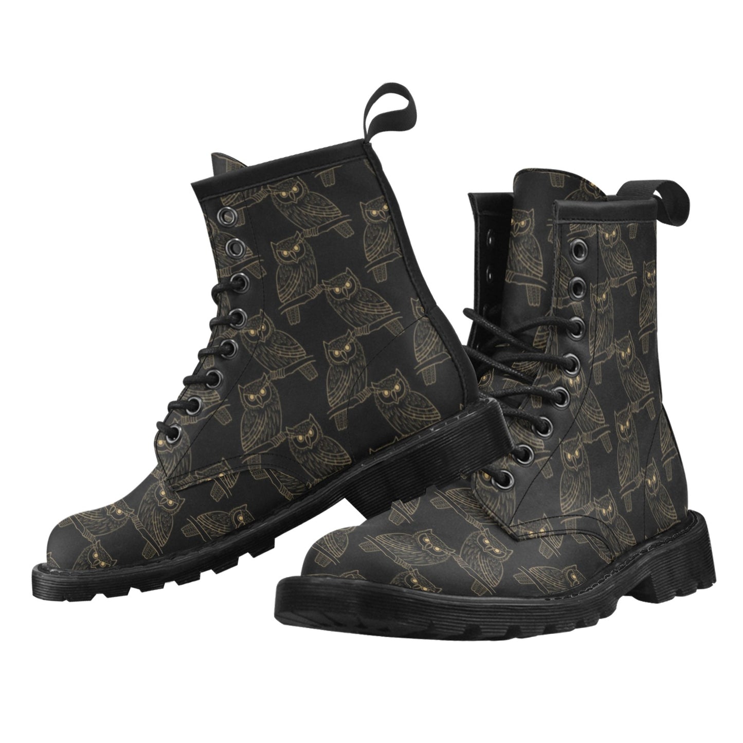 Gold Owl Pattern Women's Boots
