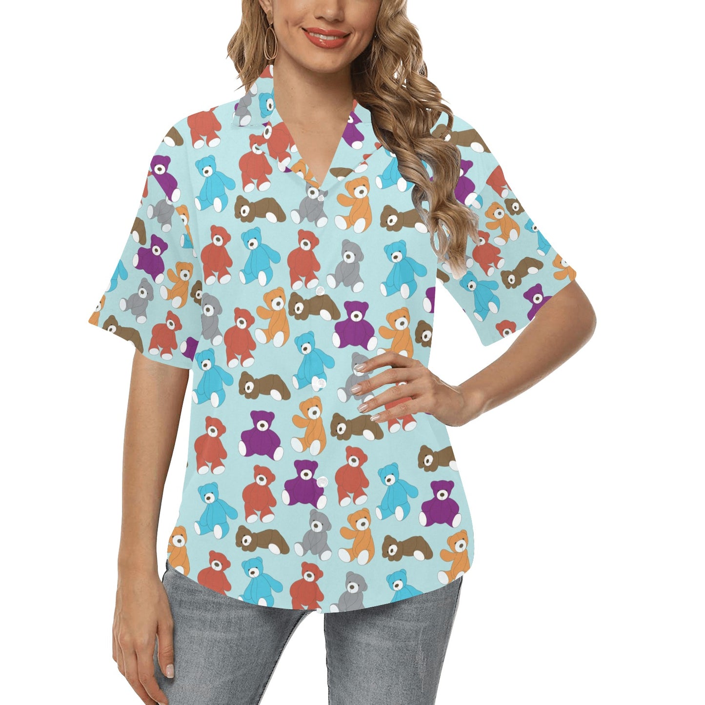 Bear Cute Pattern Print Design 03 Women's Hawaiian Shirt