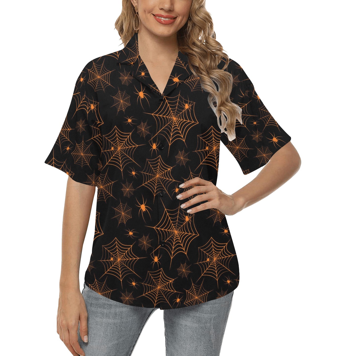 Spider Web Print Design LKS306 Women's Hawaiian Shirt