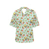 Bird with Red Flower Print Pattern Women's Hawaiian Shirt