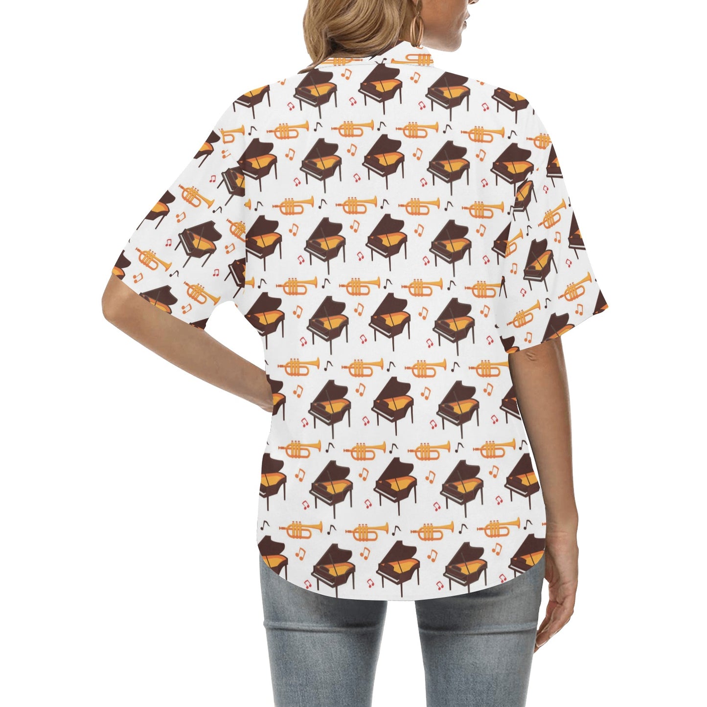 Piano Print Design LKS406 Women's Hawaiian Shirt