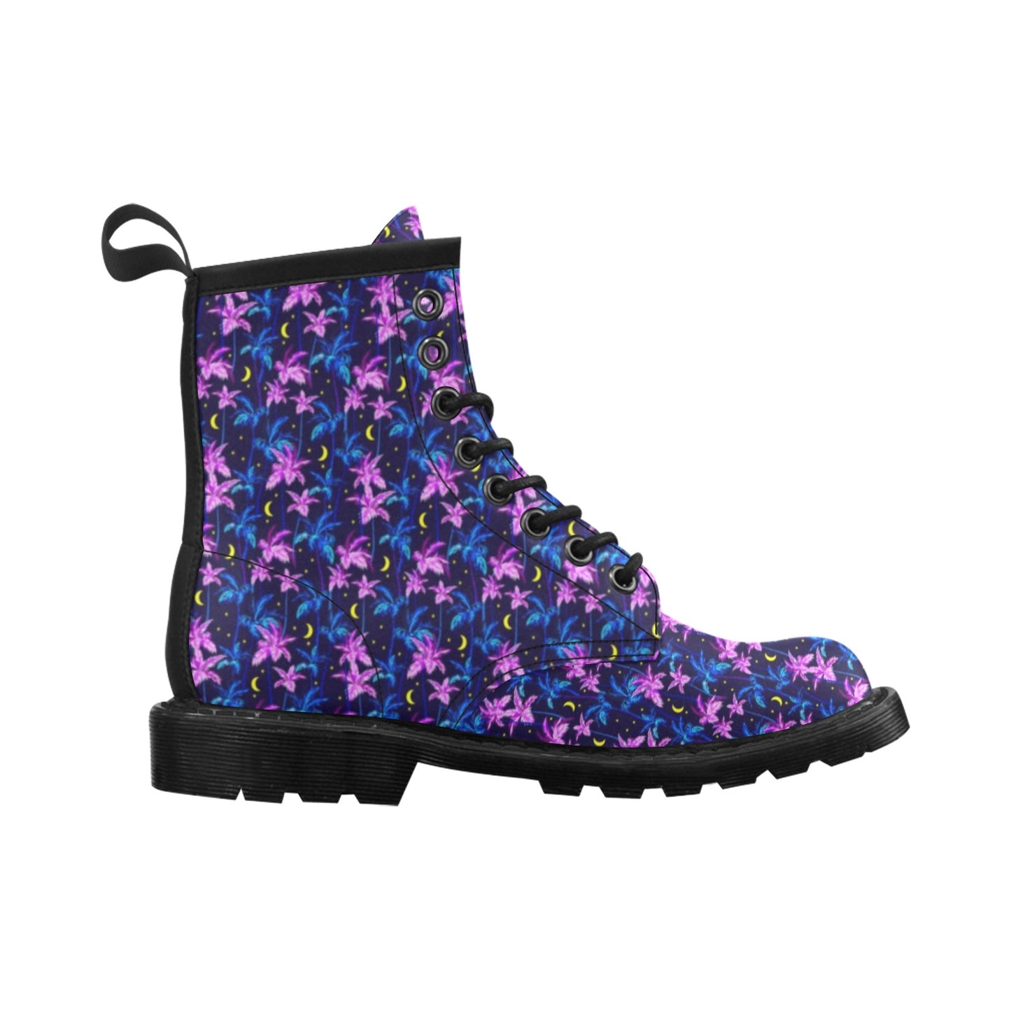 Palm Tree Night Scene Design Print Women's Boots