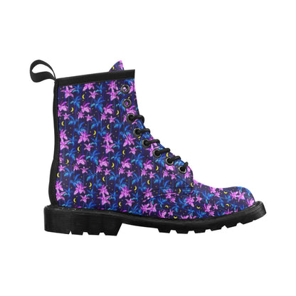 Palm Tree Night Scene Design Print Women's Boots