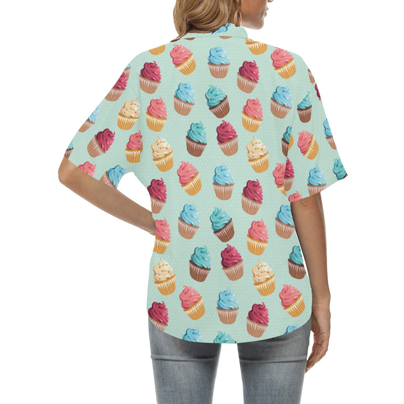 Cupcake Pattern Print Design 01 Women's Hawaiian Shirt