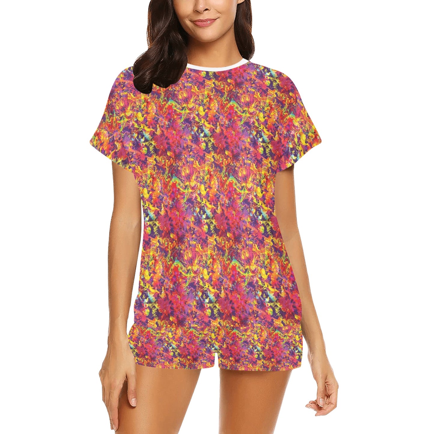 Splatter Print Design LKS303 Women's Short Pajama Set