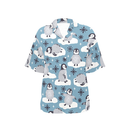 Penguin Pattern Print Design A05 Women's Hawaiian Shirt