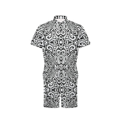 Polynesian Tattoo Pattern Men's Romper