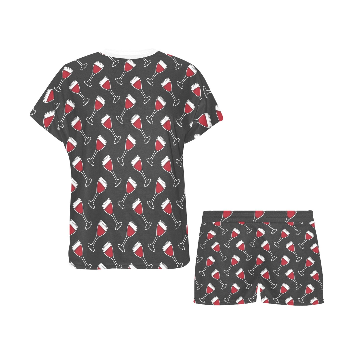 Wine Print Design LKS308 Women's Short Pajama Set