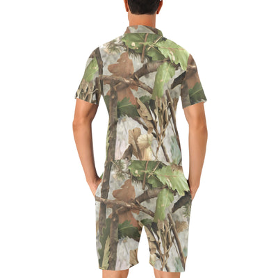 Camo Realistic Tree Forest Print Men's Romper