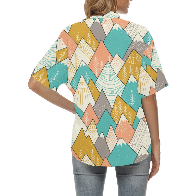 Mountain Pattern Print Design 02 Women's Hawaiian Shirt