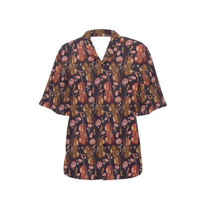 Violin Print Design LKS402 Women's Hawaiian Shirt