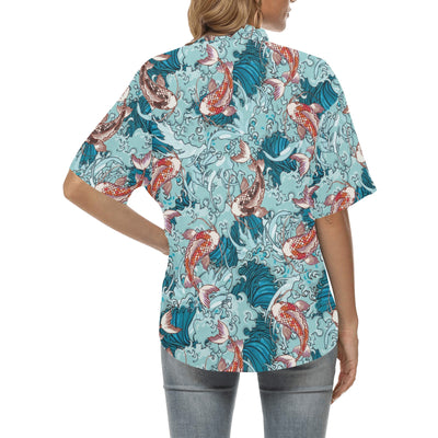 KOI Fish Pattern Print Design 05 Women's Hawaiian Shirt