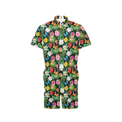 Hibiscus With Butterfly Print Design LKS305 Men's Romper