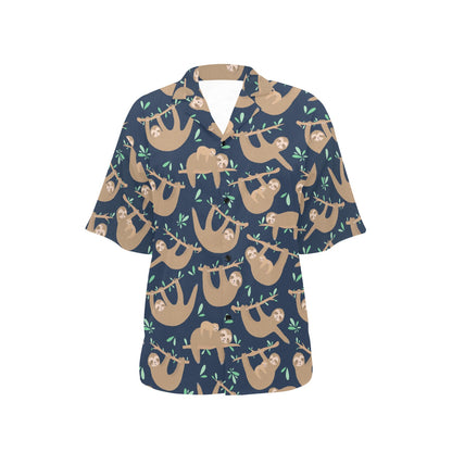 Sloth Print Design LKS307 Women's Hawaiian Shirt