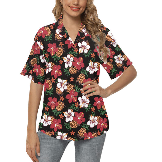 Hawaiian Themed Pattern Print Design H013 Women's Hawaiian Shirt