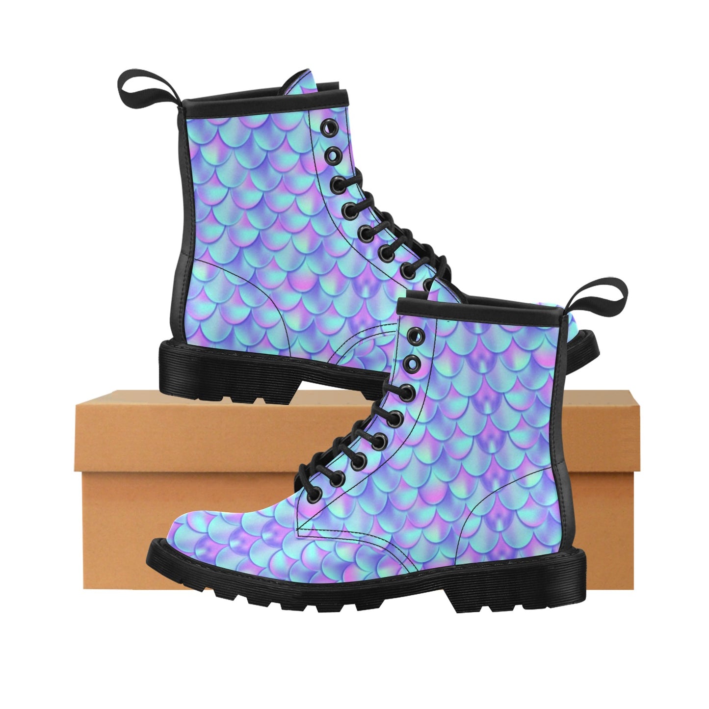 Mermaid Tail Design Print Pattern Women's Boots