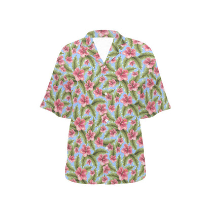 Tropical Flower Print Design LKS301 Women's Hawaiian Shirt