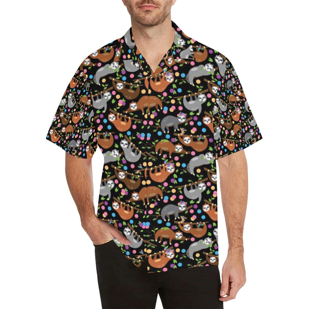 Sloth Print Design LKS306 Men's Hawaiian Shirt