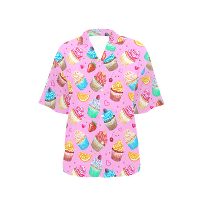 Cupcake Pattern Print Design CP05 Women's Hawaiian Shirt