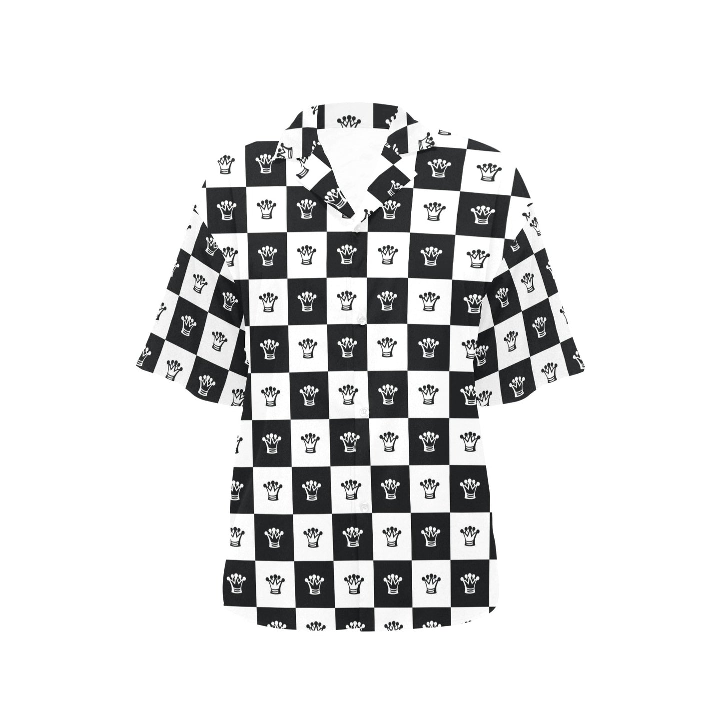 Checkered Flag Crown Pattern Women's Hawaiian Shirt