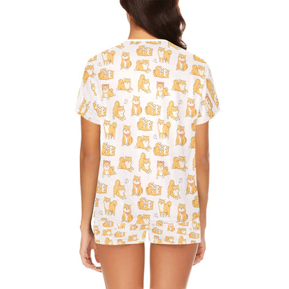 Shiba Inu Print Design LKS308 Women's Short Pajama Set