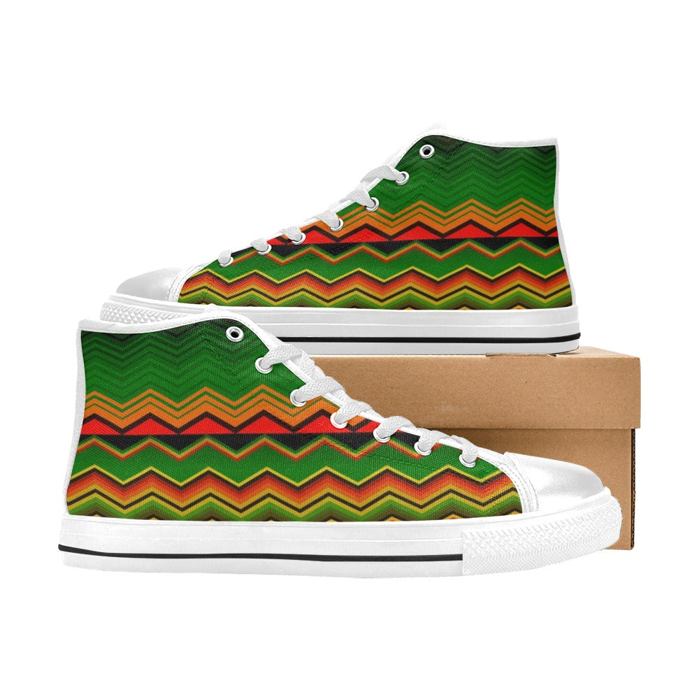 Serape Print Design LKS306 High Top Women's White Shoes