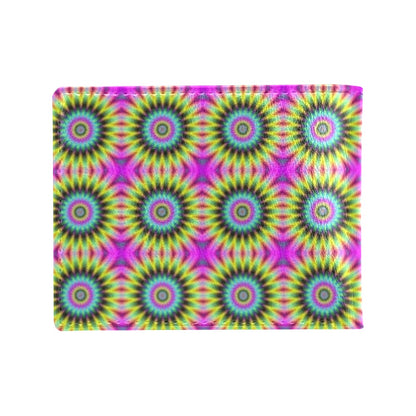 Optical illusion Flower Rainbow Style Men's ID Card Wallet