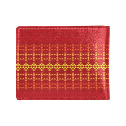 Southwest Red Gold Design Themed Print Men's ID Card Wallet