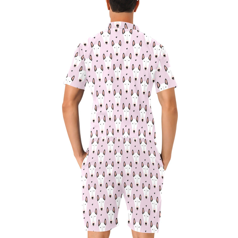 Bull Terrier Pink Print Pattern Men's Romper