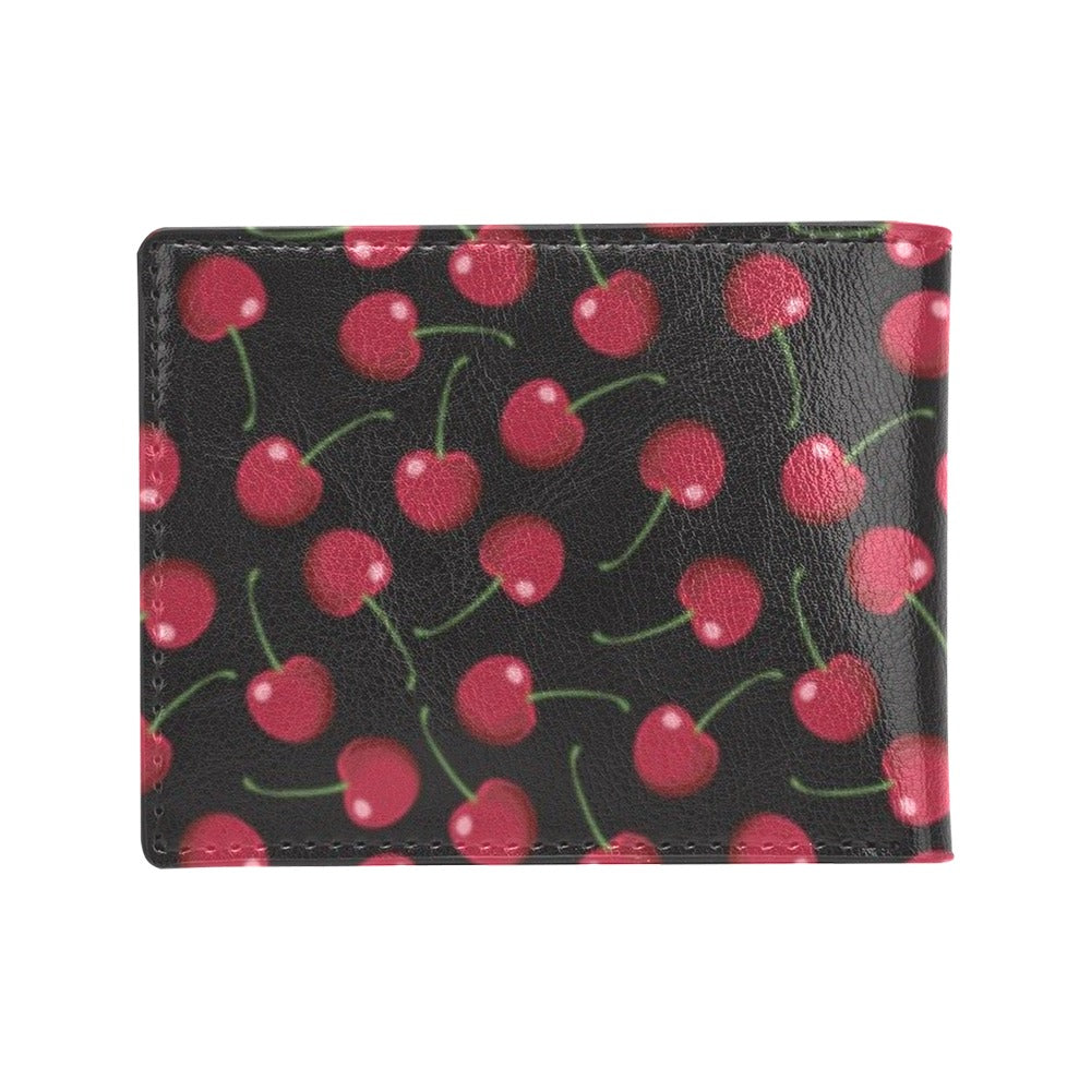 Cherry Black Background Men's ID Card Wallet