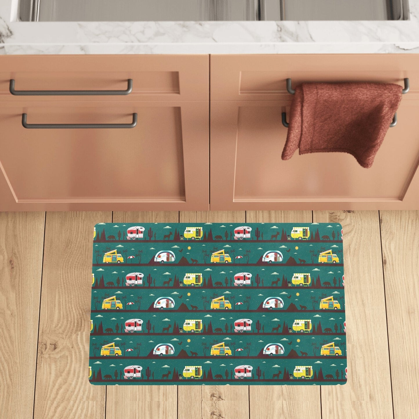 Camper Pattern Print Design 05 Kitchen Mat