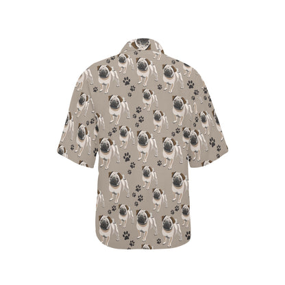 Pug Pattern Print Design A04 Women's Hawaiian Shirt