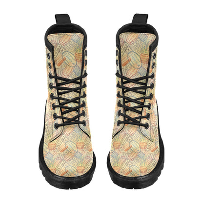 Travel Stamp Print Design LKS302 Women's Boots