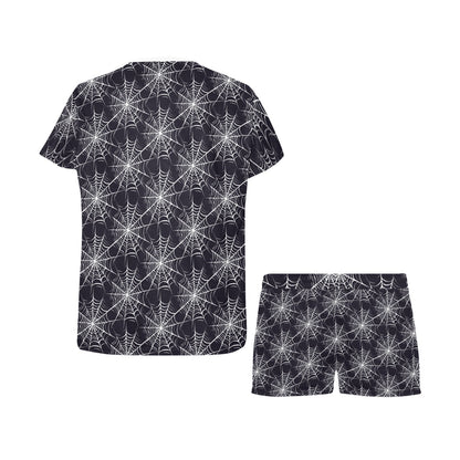 Spider Web Print Design LKS303 Women's Short Pajama Set