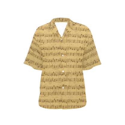 Music Note Vintage Themed Print Women's Hawaiian Shirt