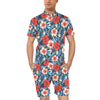 Red Hibiscus Blue Scene Men's Romper