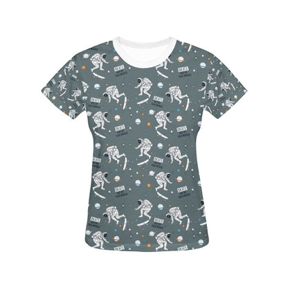 Skateboard Print Design LKS306 Women's  T-shirt