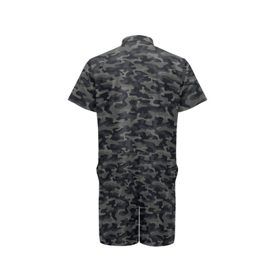 Camo Black Pattern Print Design 02 Men's Romper