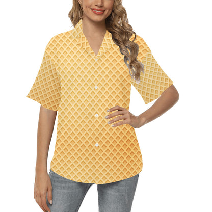Waffle Texture Print Design LKS302 Women's Hawaiian Shirt