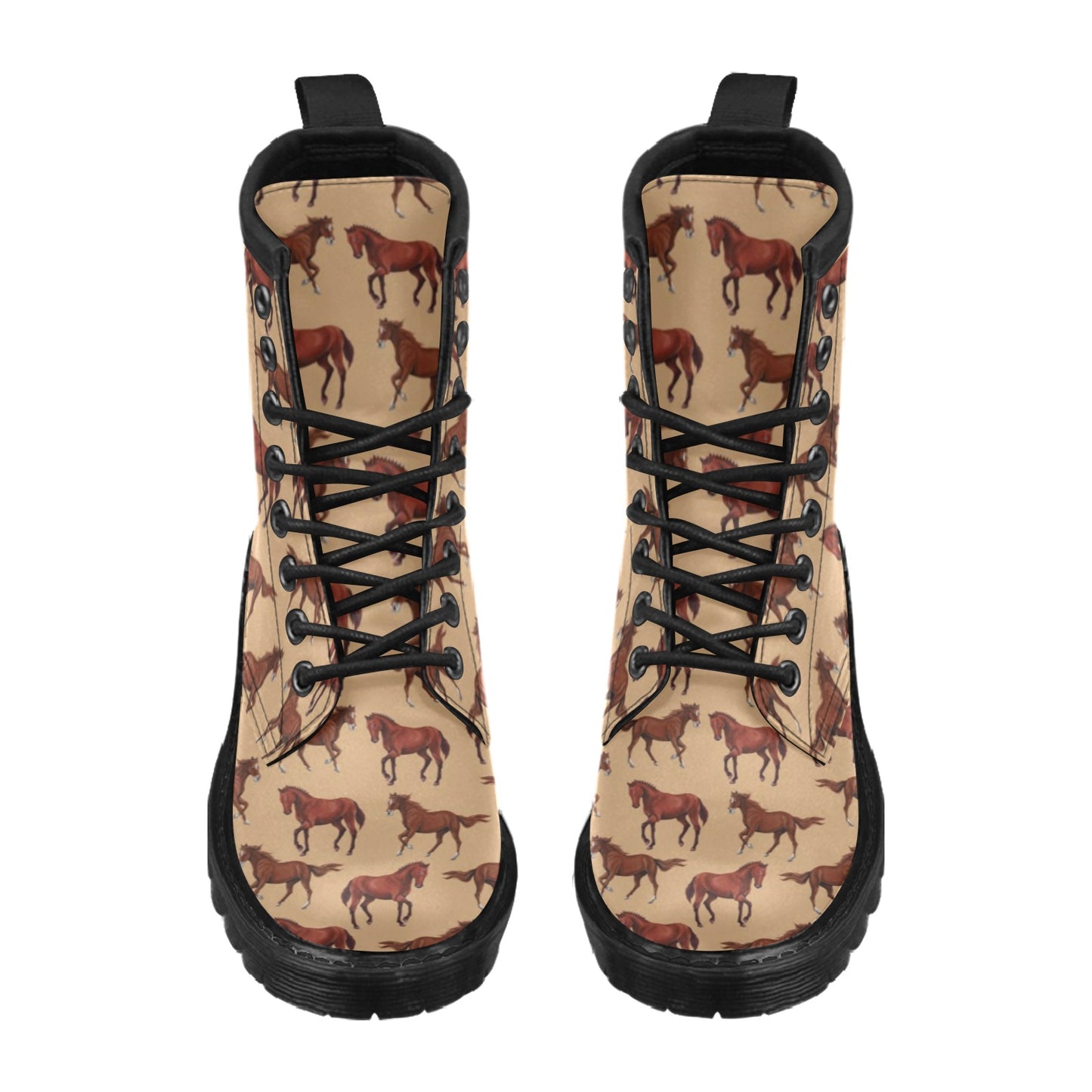 Brown Horse Print Pattern Women's Boots