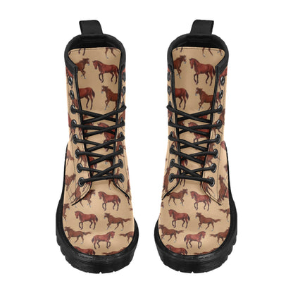 Brown Horse Print Pattern Women's Boots