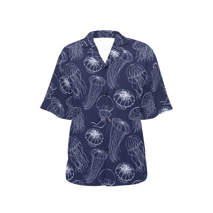 Jellyfish Pattern Print Design 05 Women's Hawaiian Shirt