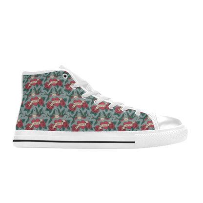 Tattoo Heart Print Design LKS301 High Top Women's White Shoes