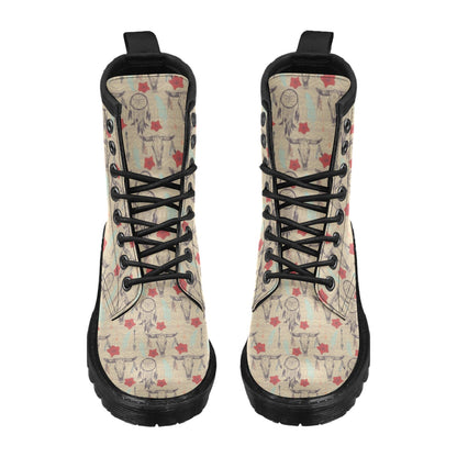 Native Buffalo Head Themed Design Print Women's Boots
