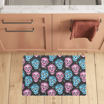 Day of the Dead Skull Print Pattern Kitchen Mat