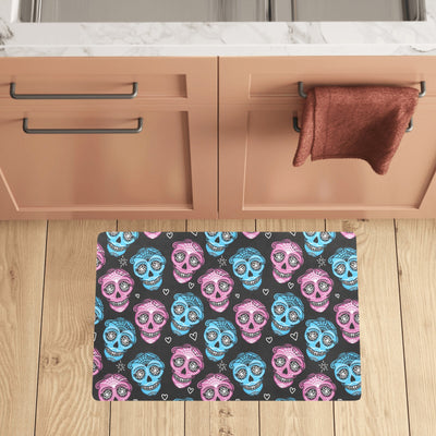 Day of the Dead Skull Print Pattern Kitchen Mat