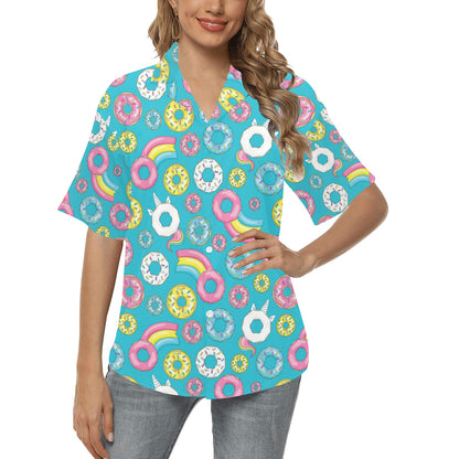 Donut Pattern Print Design DN013 Women's Hawaiian Shirt
