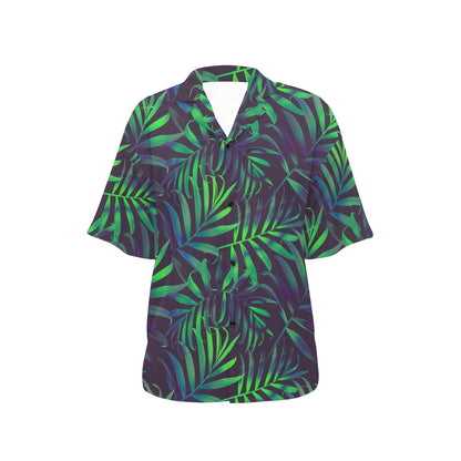 Palm Leaves Pattern Print Design PL01 Women's Hawaiian Shirt