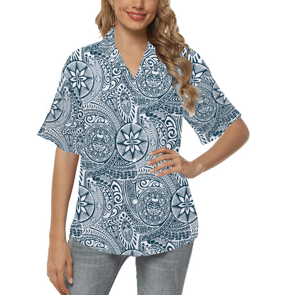 Polynesian Pattern Print Design A03 Women's Hawaiian Shirt